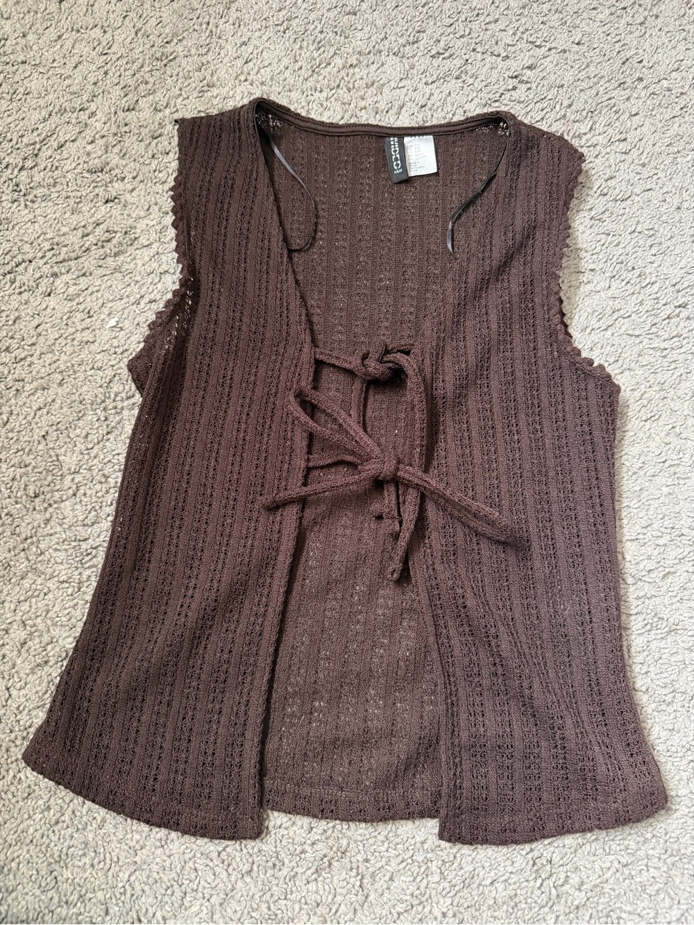 H&M Dark Brown Knit Tie-Front Sleeveless Top